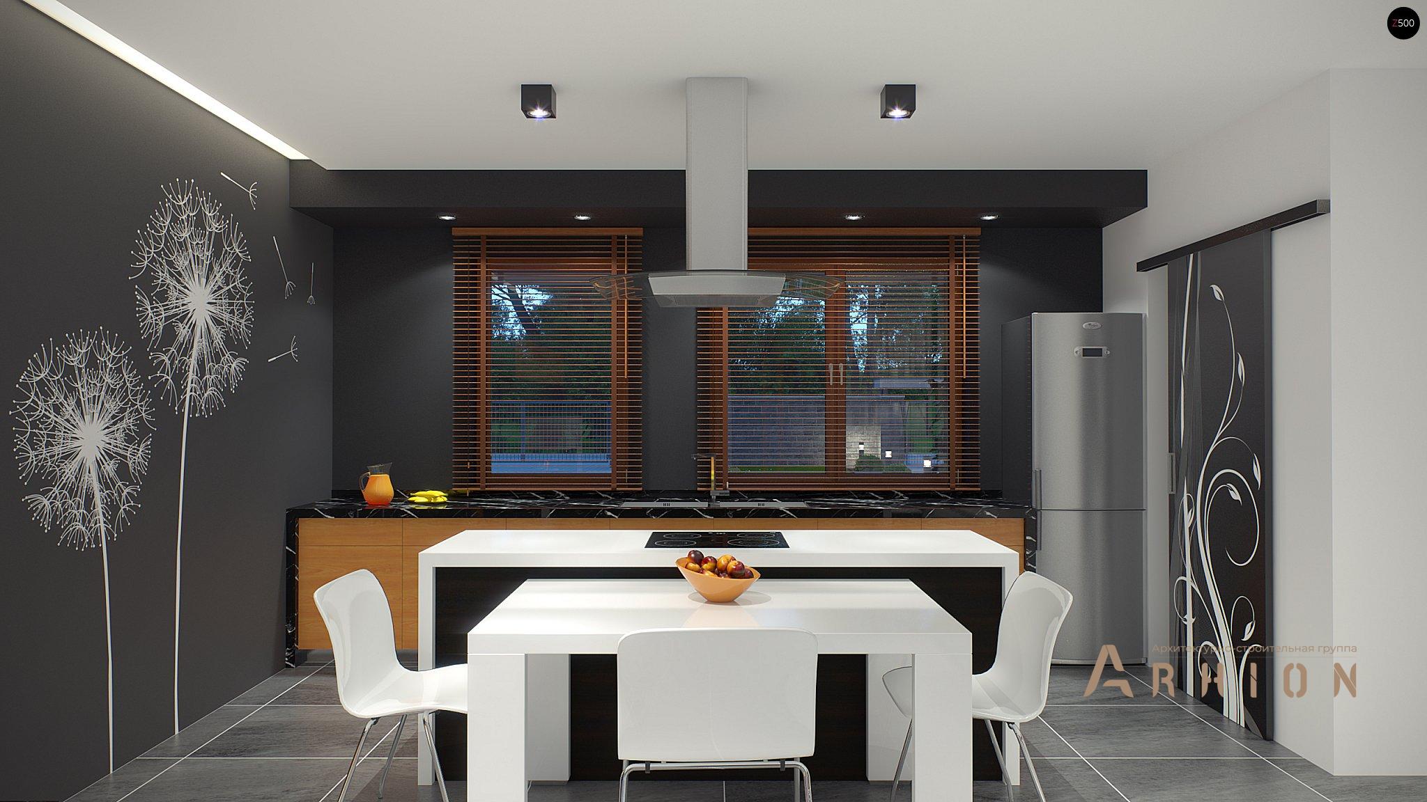 5. Проект одноэтажного дома в стиле минимализм с плоской кровлей , Zx102 GP, площадью - 143 кв c терассой, гаражом